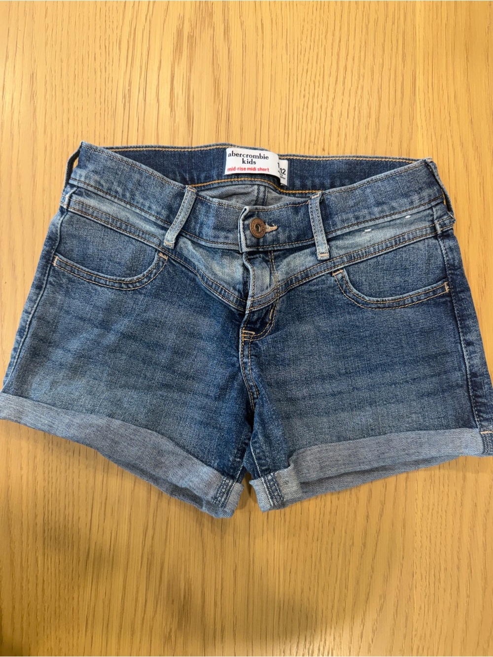 abercrombie kids Blue Denim Cuffed Jean Shorts
